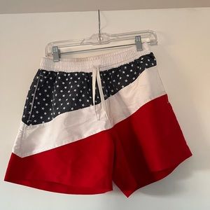 CHUBBIES swim trunk lined medium American flag 4” inseam